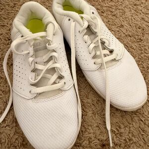 Nike White Sneakers with Neon Yellow Insole